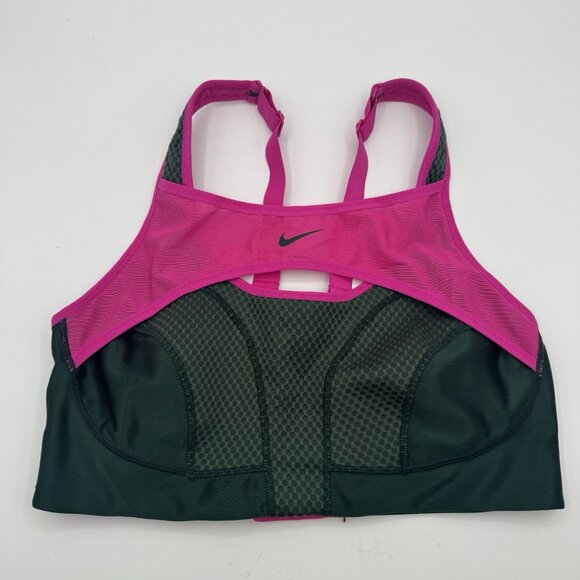 NIKE Women M Alpha Ultrabreath Dri-Fit ADV Sports Bra High Support Pink Green - Picture 2 of 8